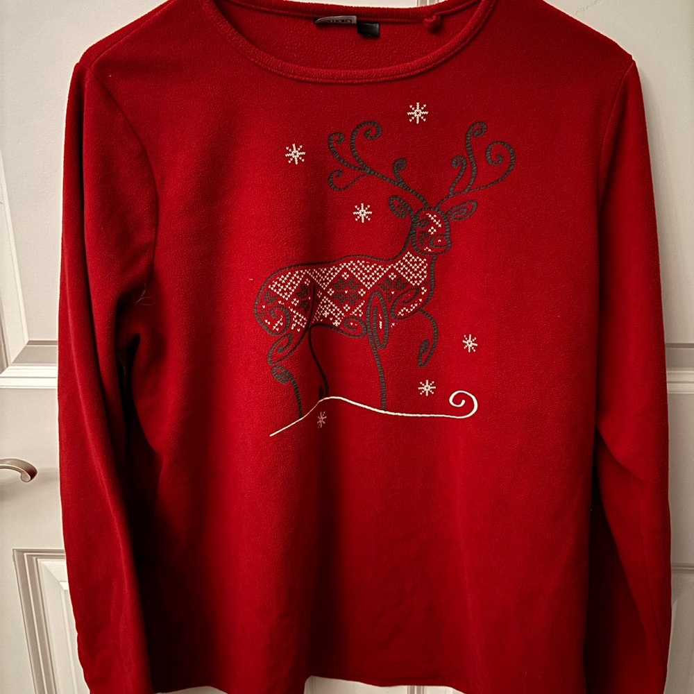 Esmara Woman’s Festive Red Reindeer Sweatshirt XL Winter Cozy EUC